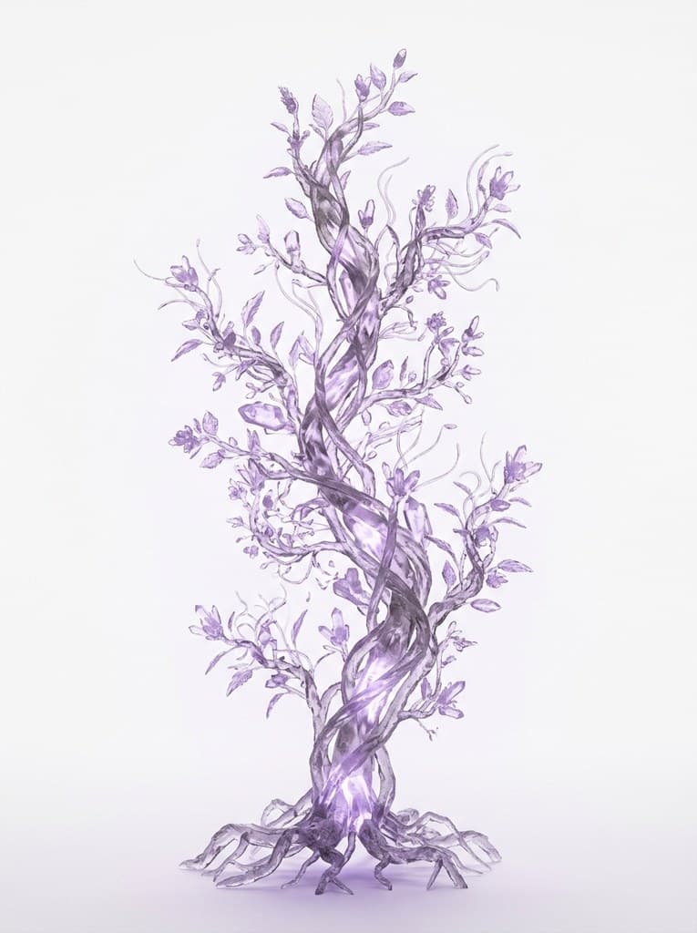 西方魔幻晶藤半透明晶藤发白紫光整株图
