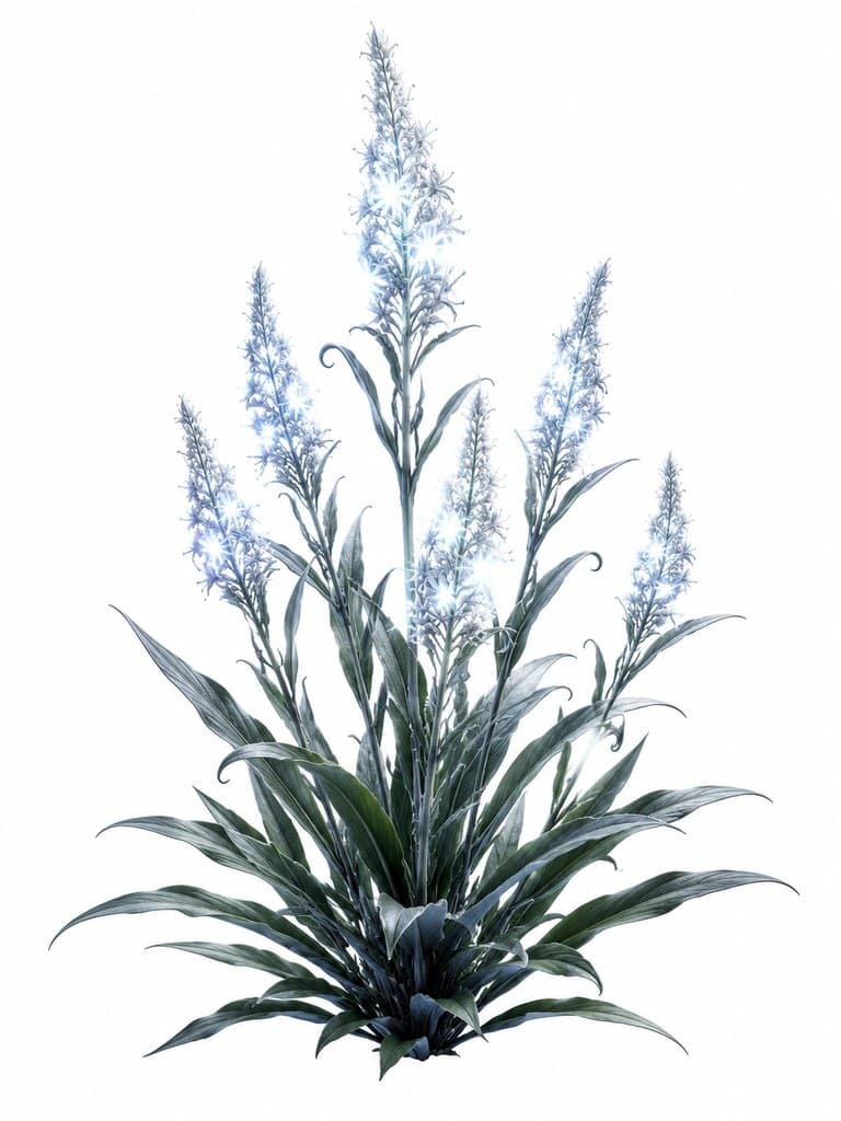 西方魔幻精灵星光草银白发光花穗整株图