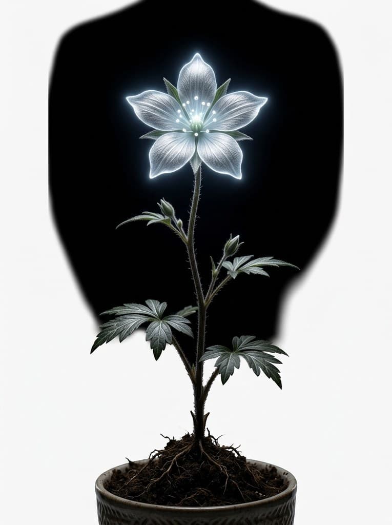 西方魔幻精灵星花五瓣银星发光整株图