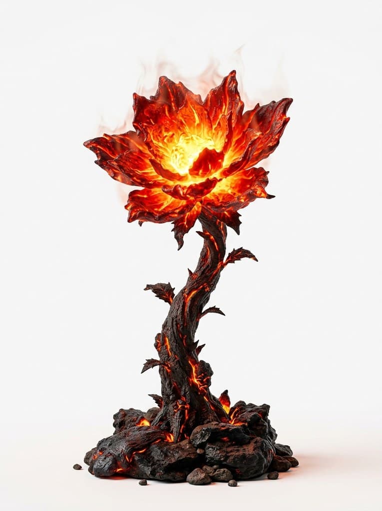 西方魔幻熔岩花赤红熔岩瓣热浪整株图