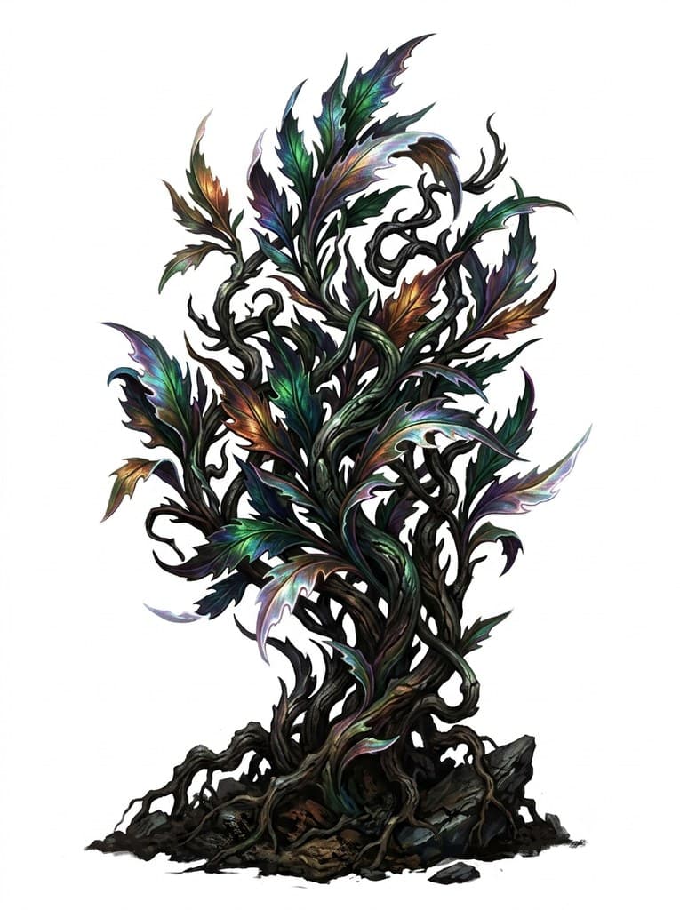 西方魔幻混沌草彩色叶片扭曲整株图