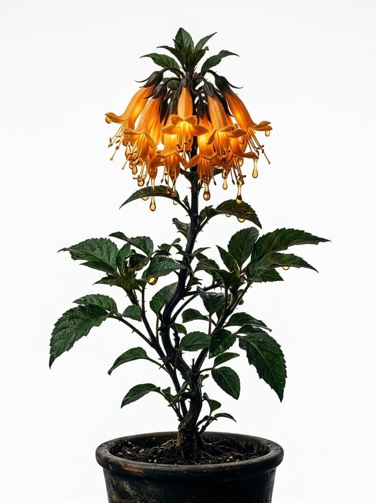 西方魔幻蜜浆花橙黄蜜露花管状花整株图