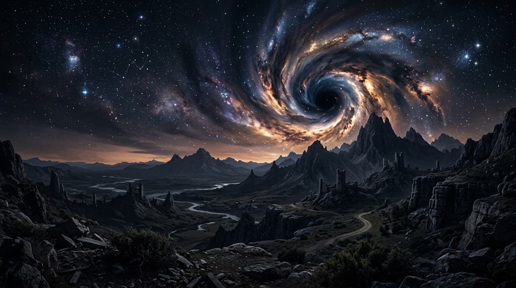 西方魔幻虚空裂隙星空银河漩涡入口全景图