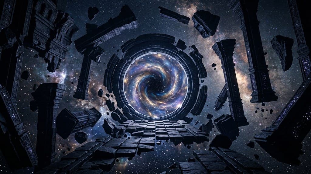 西方魔幻虚空神庙浮石星门无重力全景图