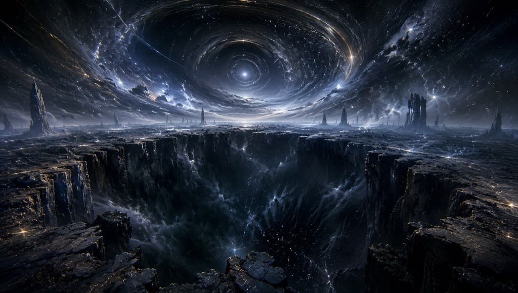 西方魔幻虚空边缘无尽深渊星环风全景图
