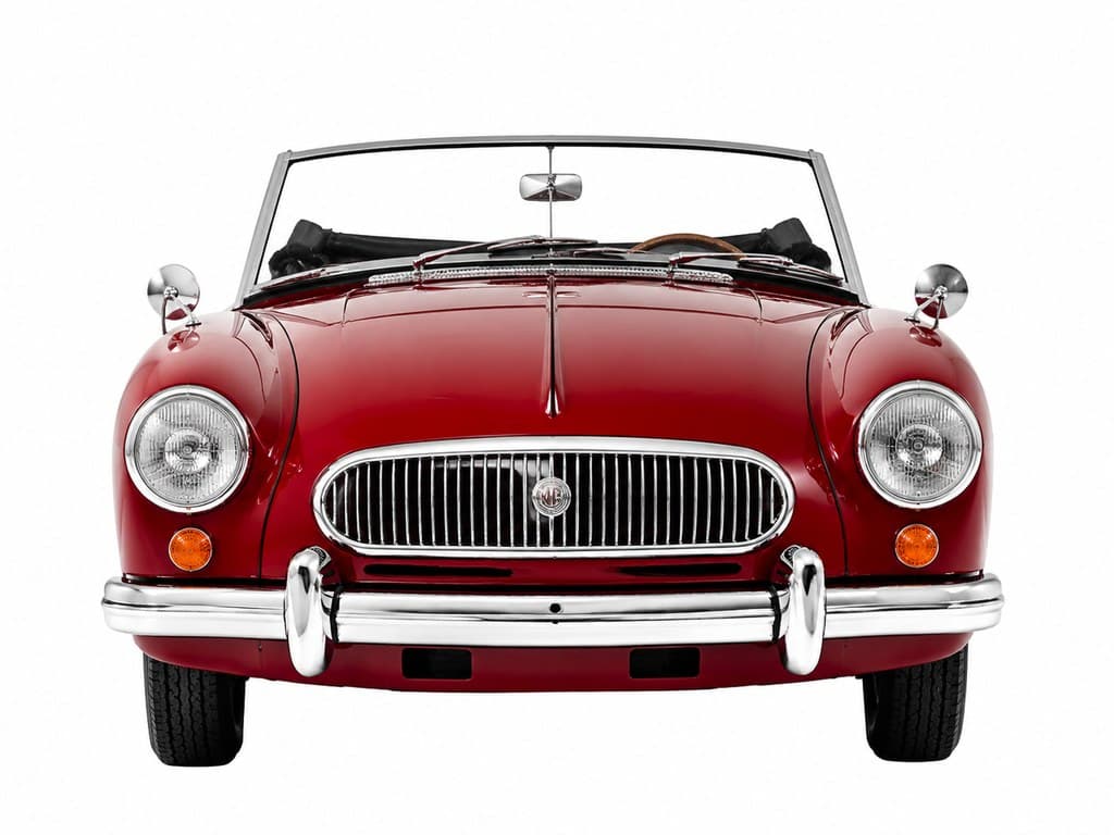 vintage classic convertible sports car glossy red front view no plate