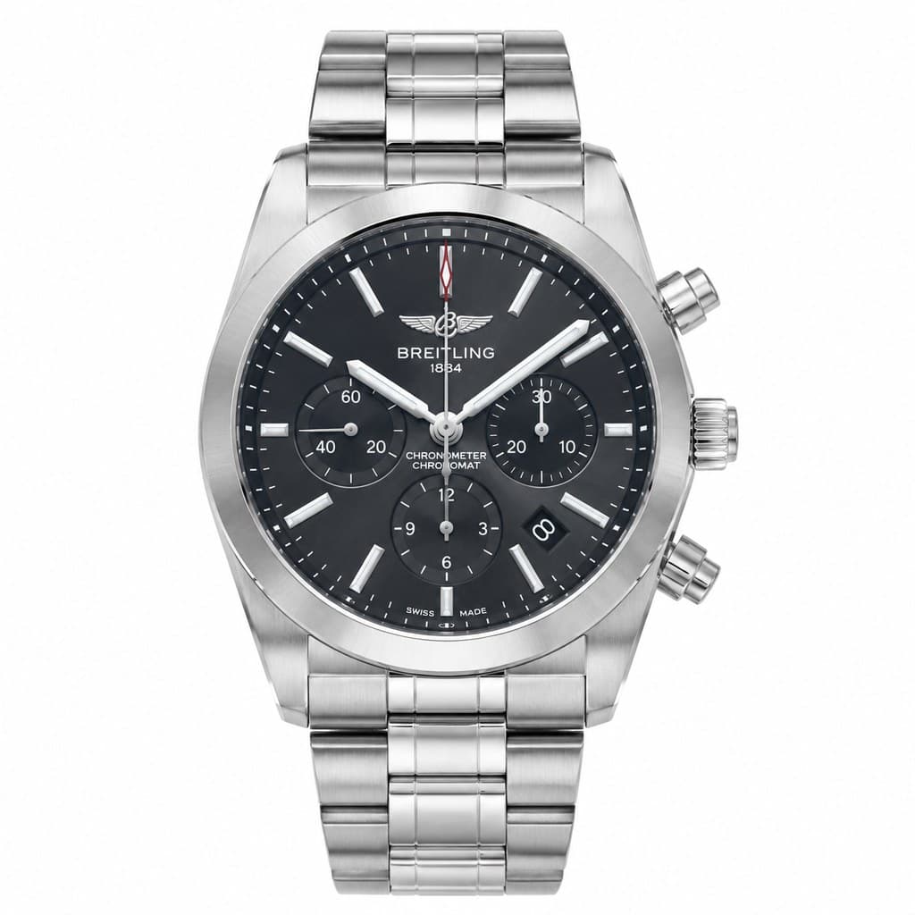 men's luxury stainless steel chronograph wristwatch