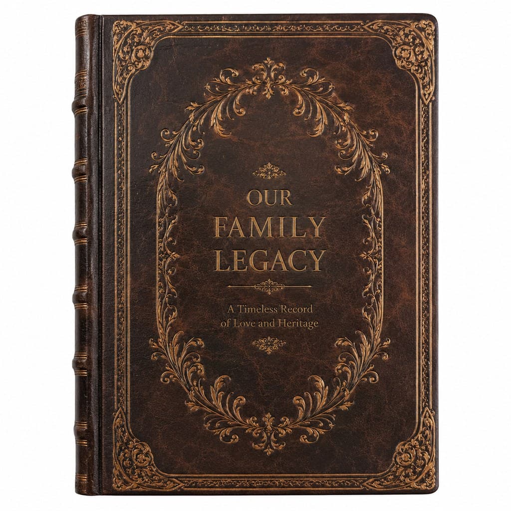 ornate leather-bound family heirloom book