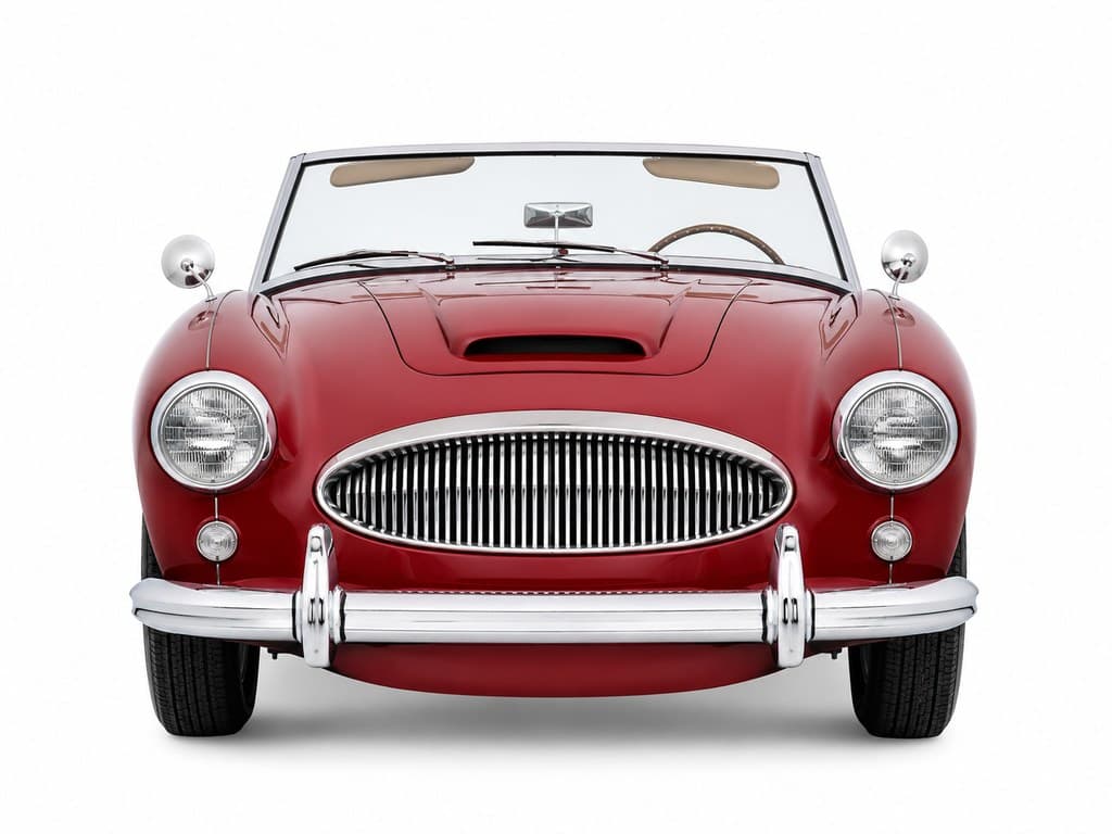 vintage classic convertible sports car in glossy deep red