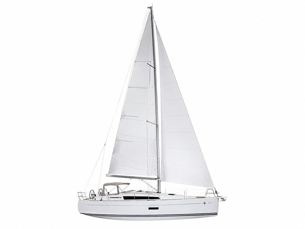 elegant white sailing yacht with full sails