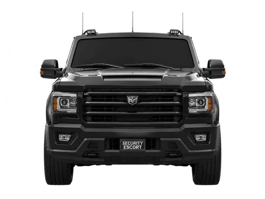 black armored security escort SUV