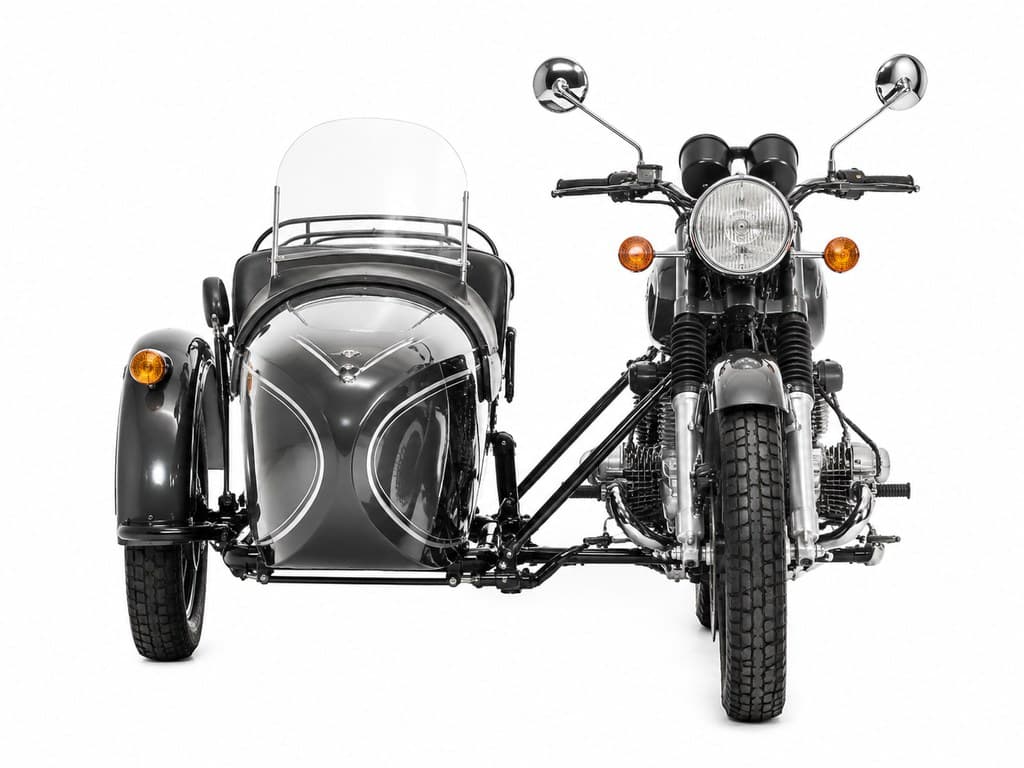 vintage motorcycle with attached sidecar