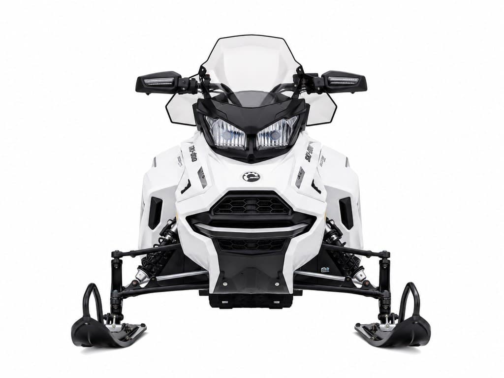white snowmobile for mountain resort scene