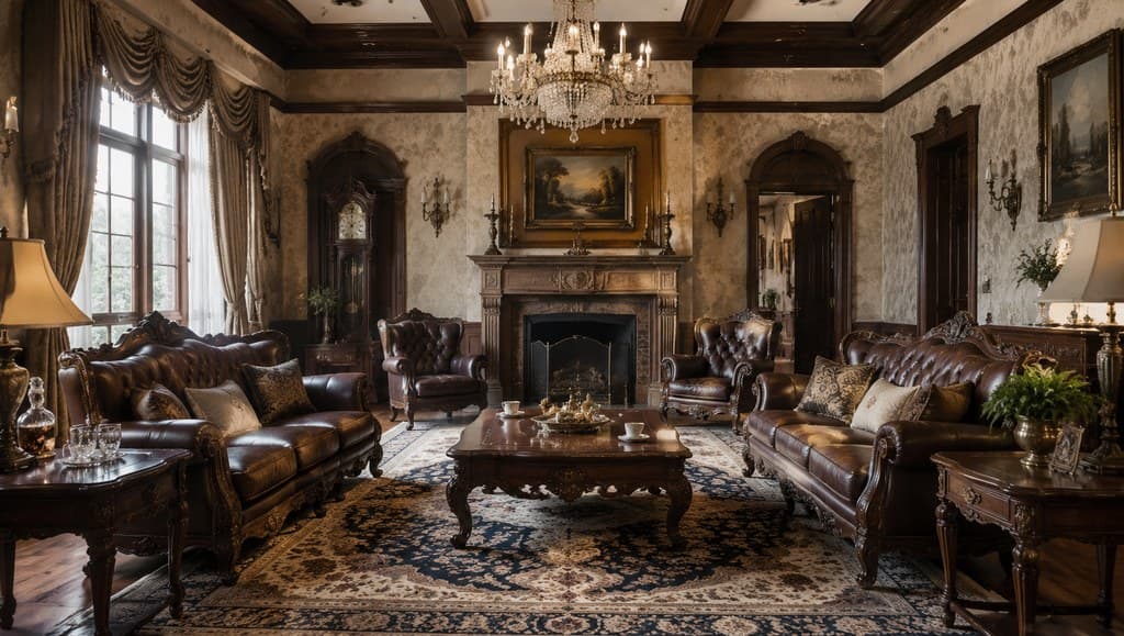 rival family's formal parlor interior set for a tense negotiation