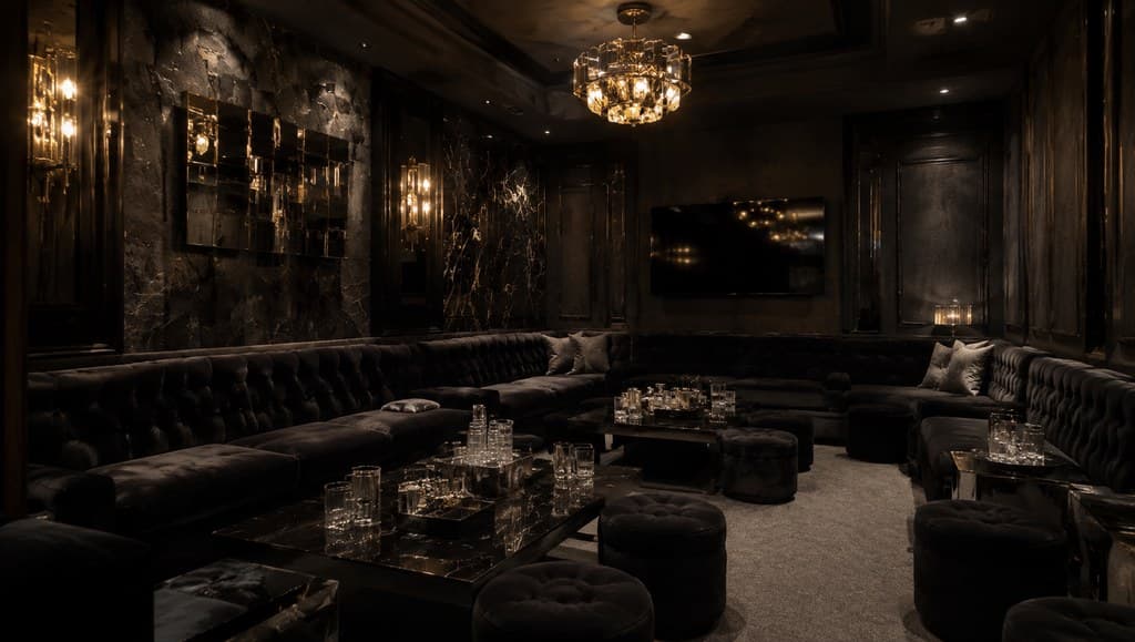 nightclub VIP back room interior used as a meeting spot