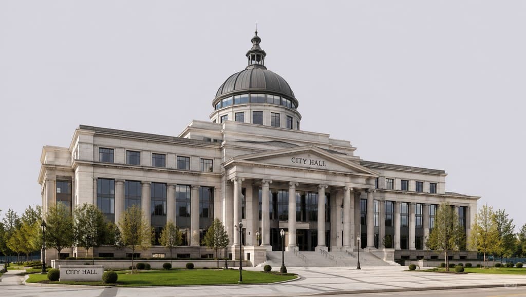 city hall building exterior with formal government architecture