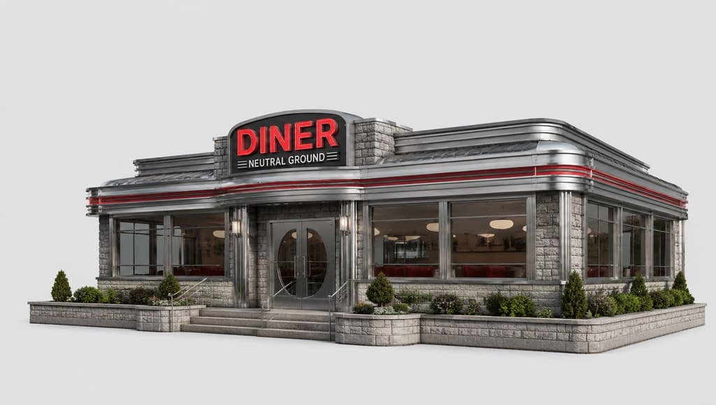 diner building exterior used as a neutral meeting ground between rival factions