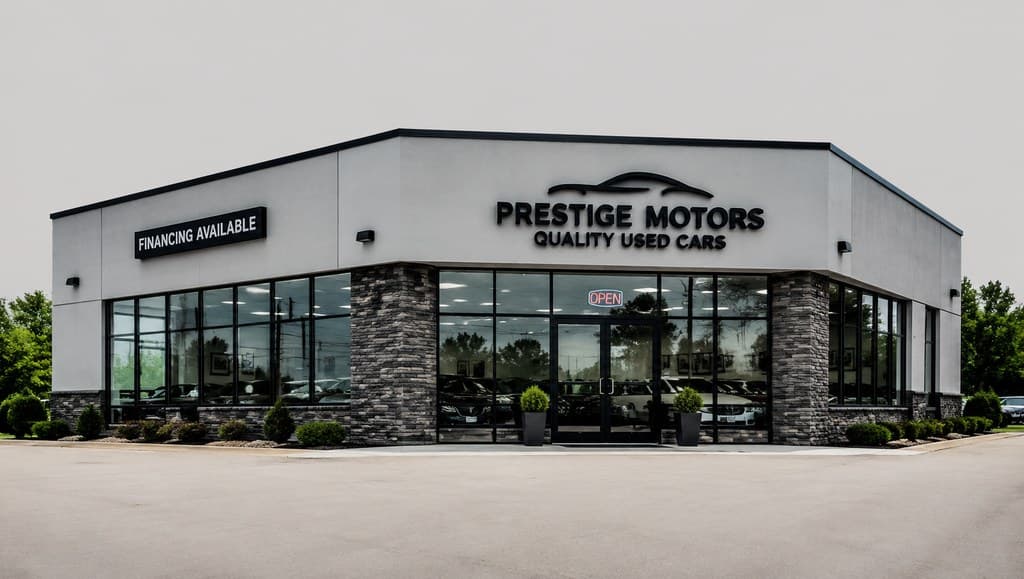 used car dealership building exterior used as a money-laundering front