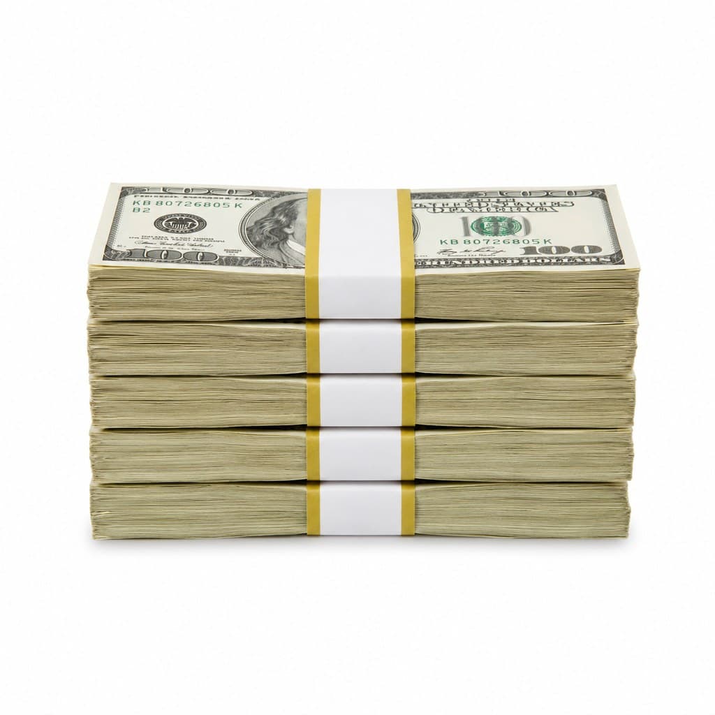 stack of tightly bound cash bundles