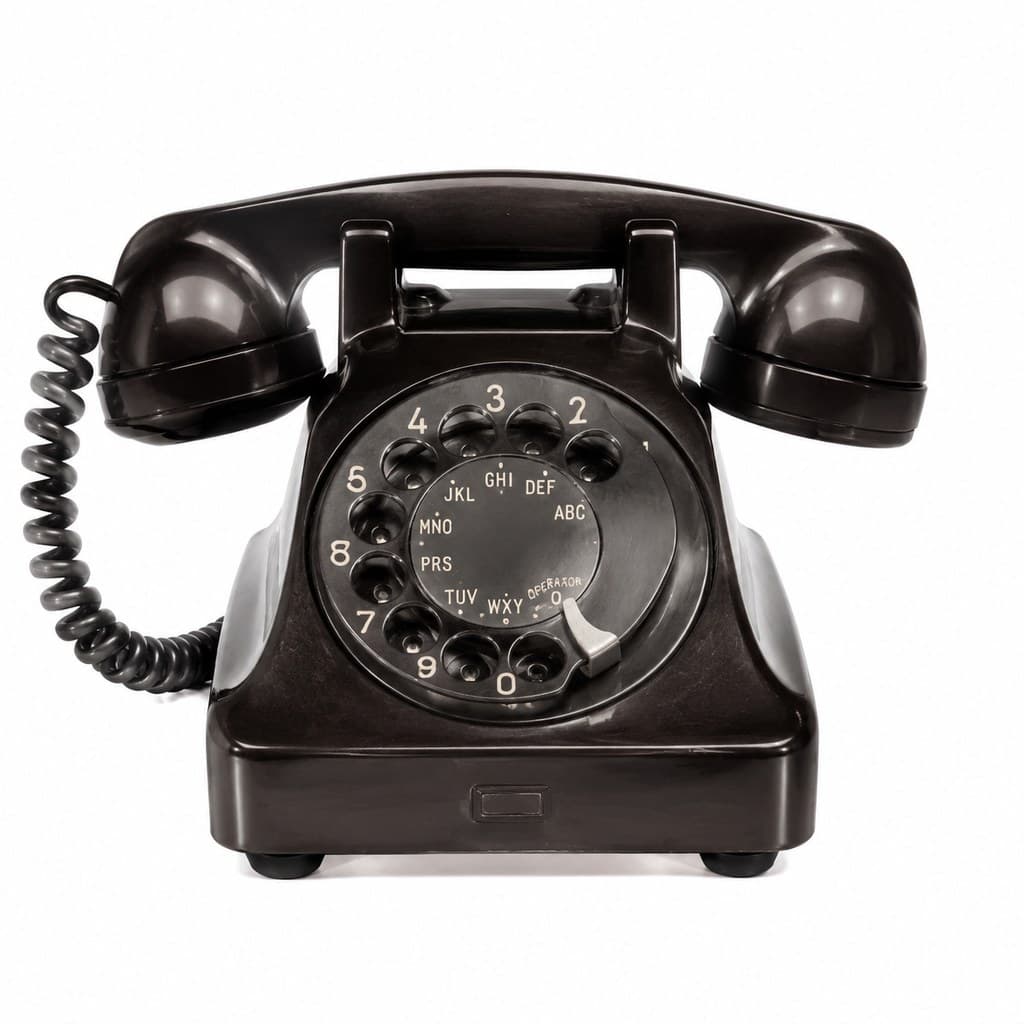 vintage rotary telephone in dark bakelite