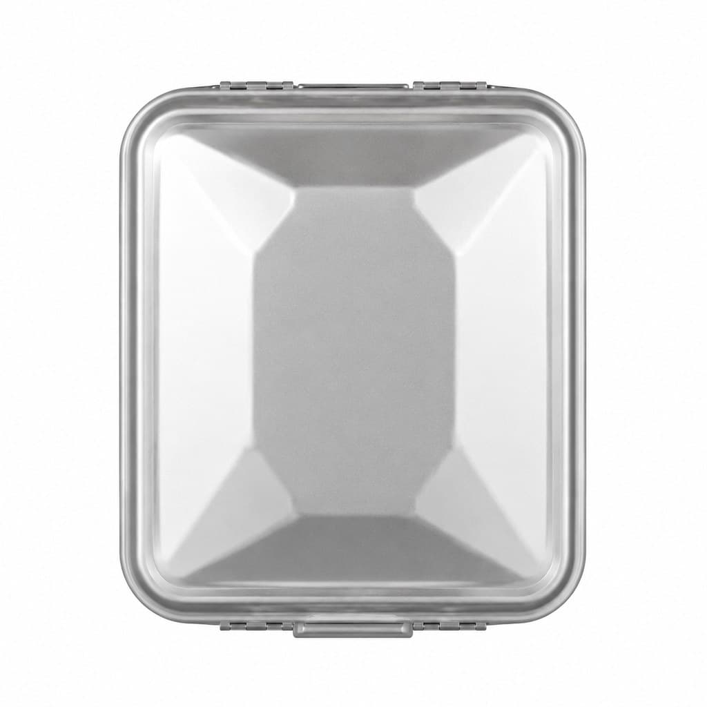 abstract sealed metal case (contents not shown)