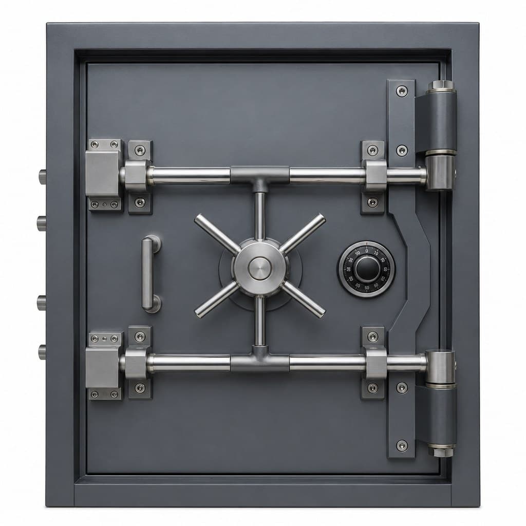 heavy steel bank vault safe door