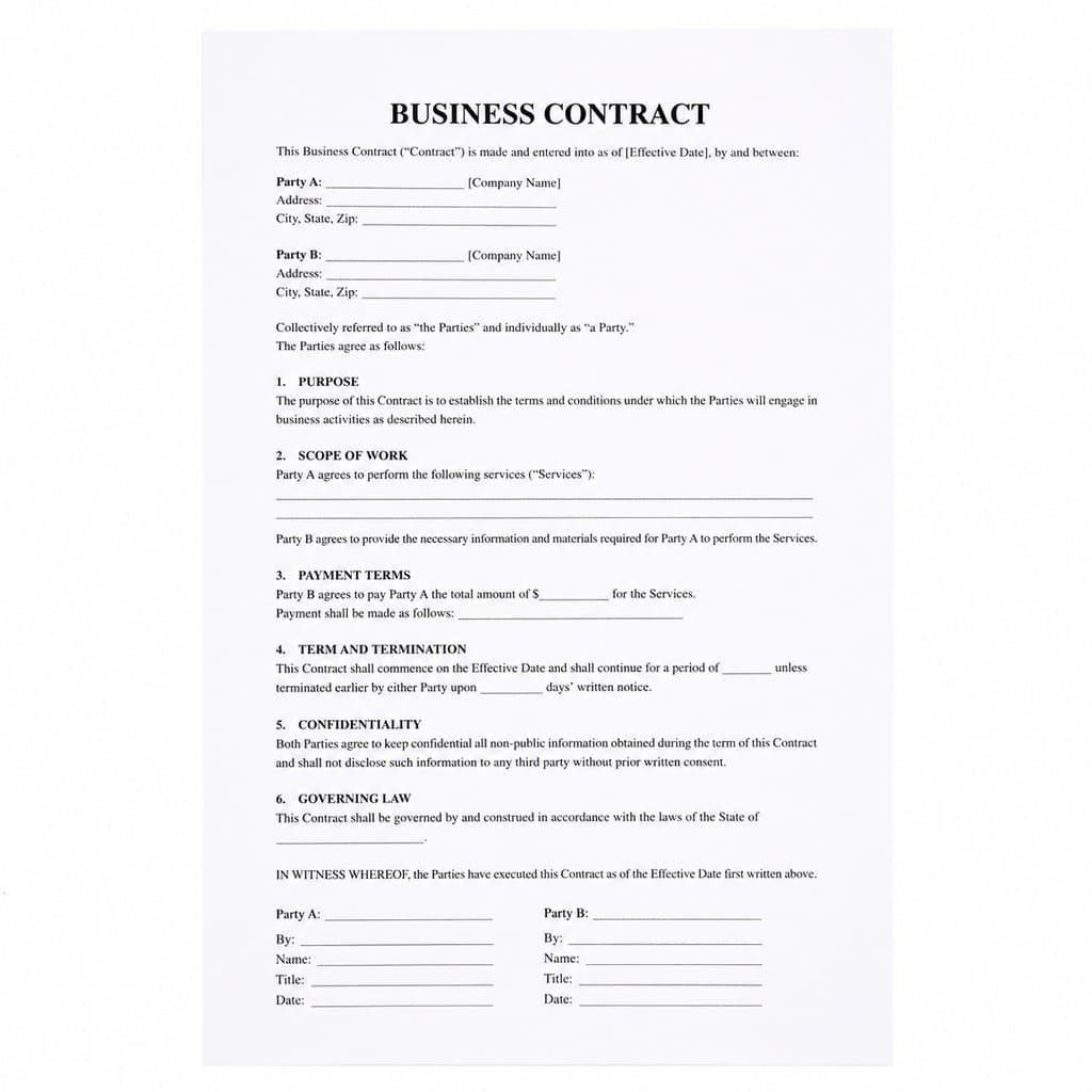 formal legitimate business contract document
