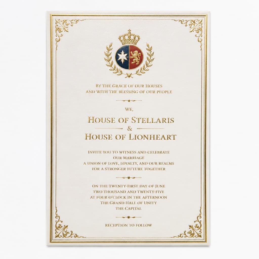 formal wedding invitation for political alliance marriage