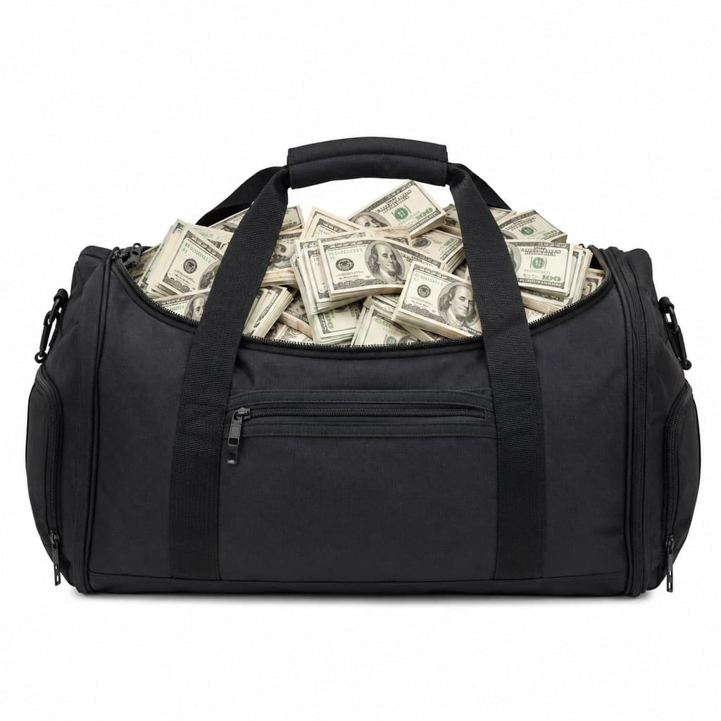 duffel bag stuffed with cash
