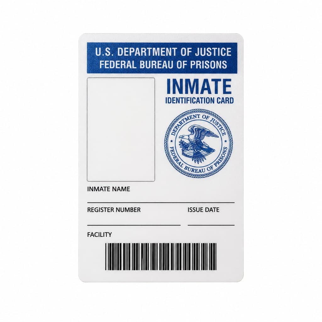 prison identification card mockup, photo areblank