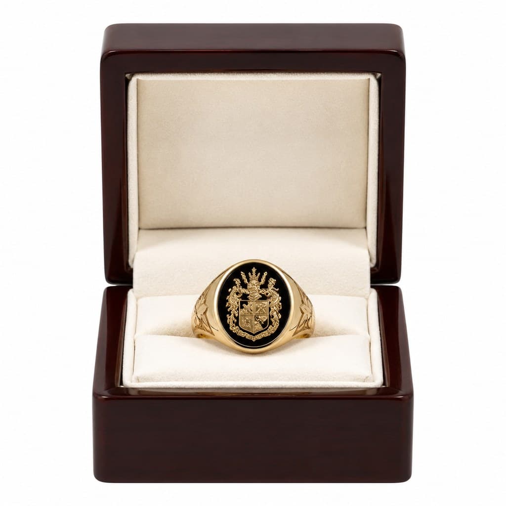heirloom signet ring in display box