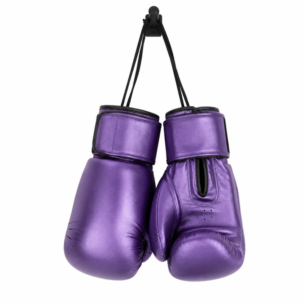 boxing glove pair hanging on hook