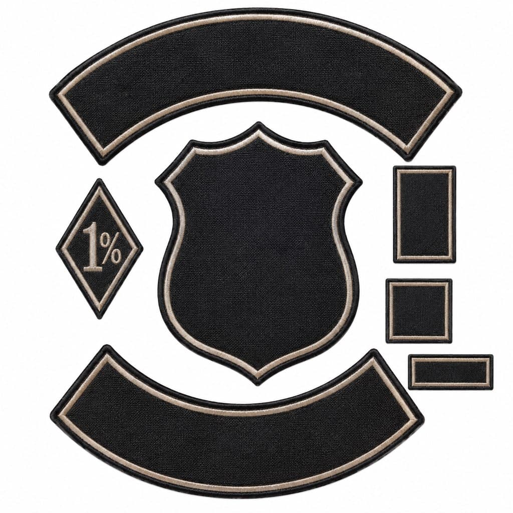 set of vintage motorcycle club patches, blank/unbranded