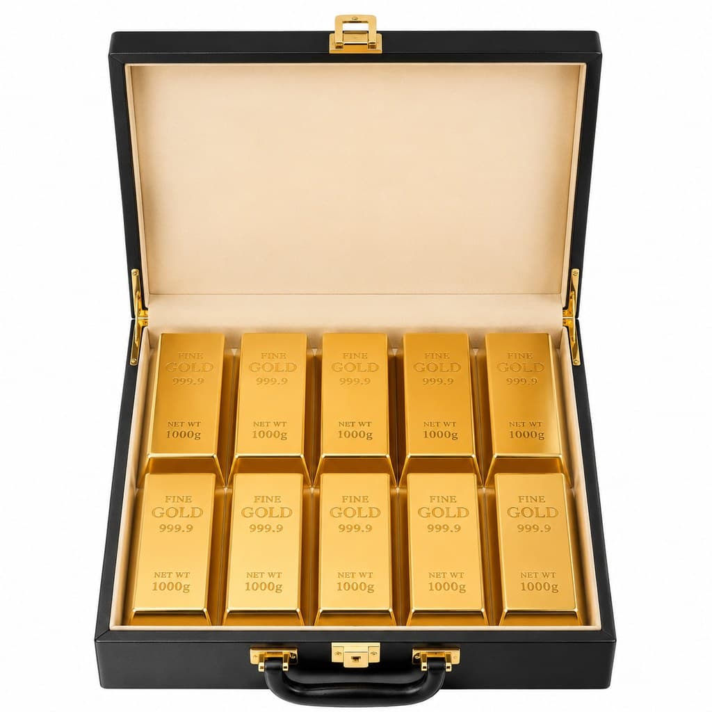 stack of gold bars in case