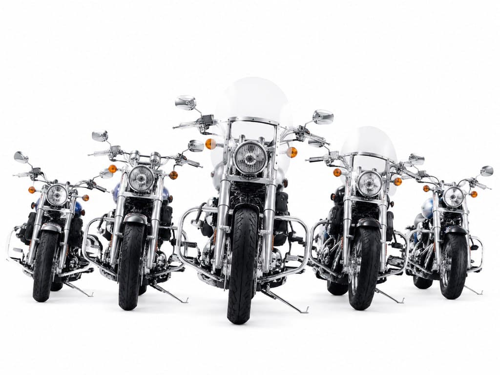 fleet of chrome motorcycles for the club