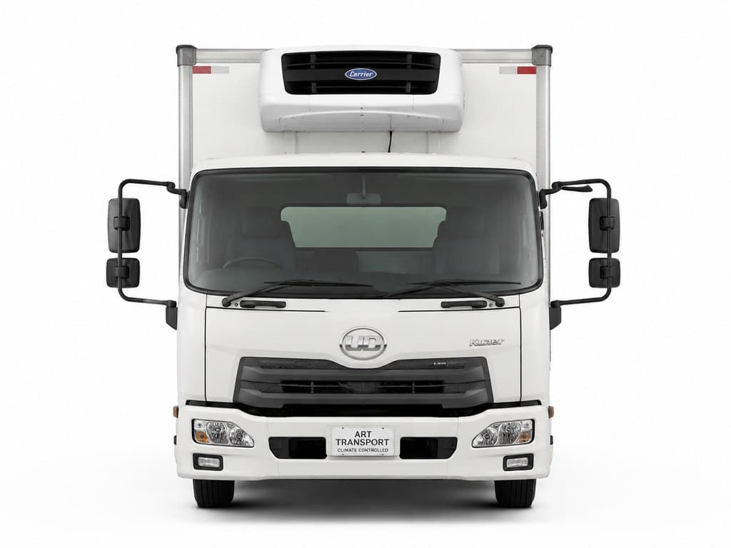 art transport truck with climate-controlled cargo box