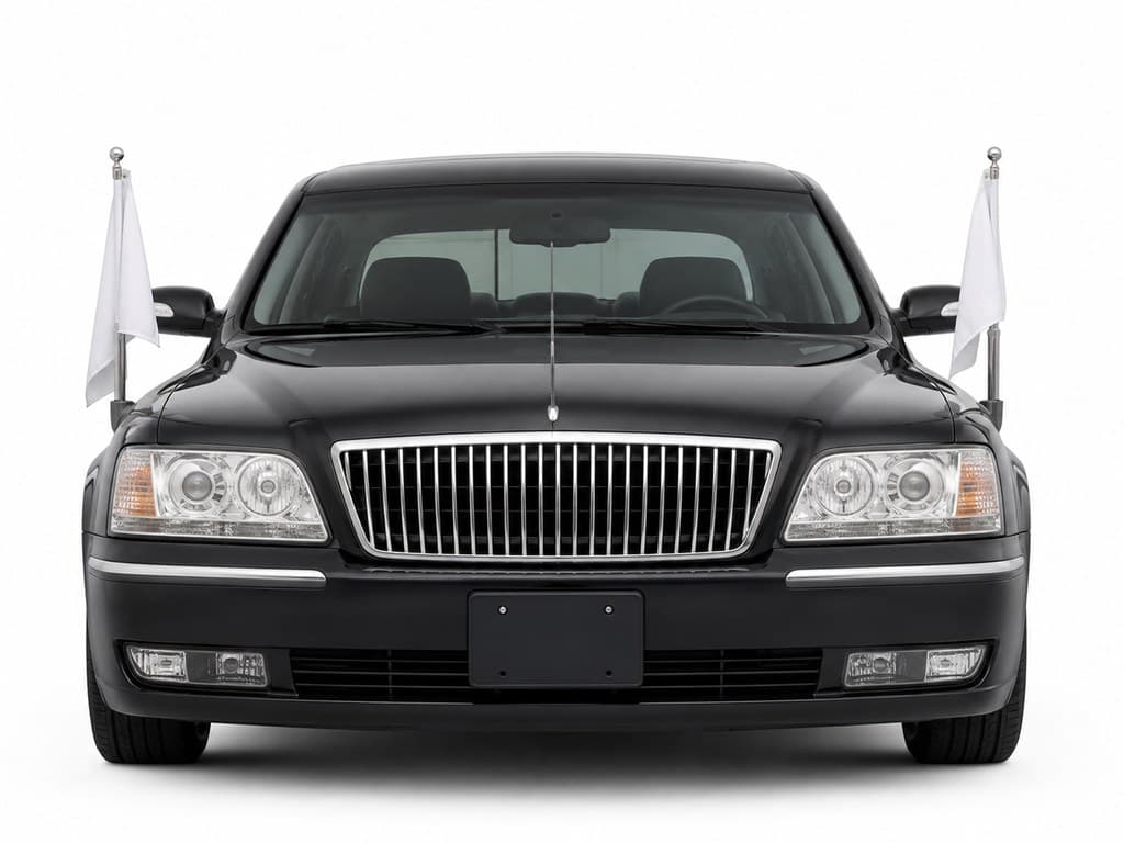 campaign motorcade sedwith flag mounts (flags left blank)
