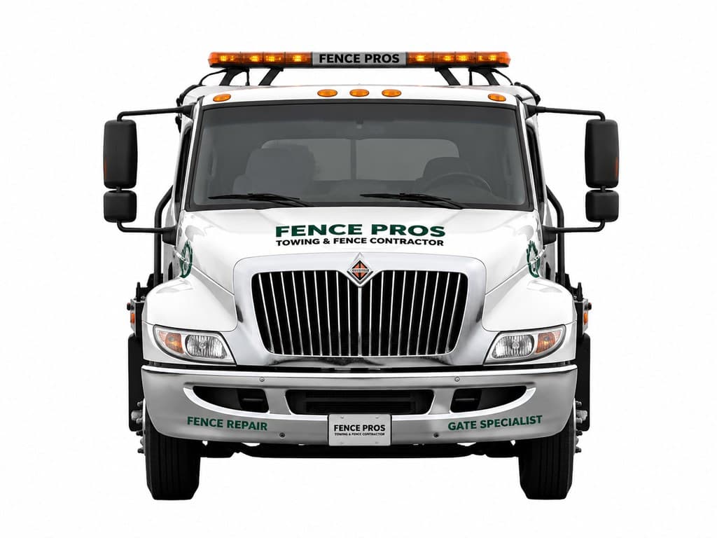 tow truck used by fencing operation front