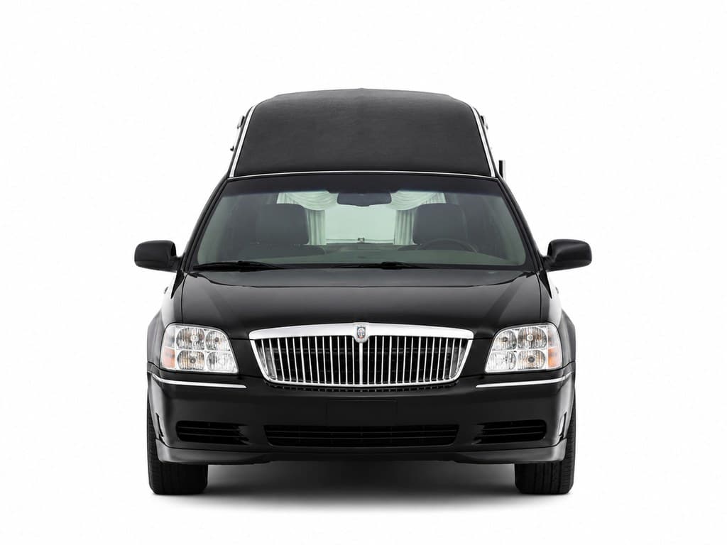 funeral hearse for somber family funeral scene