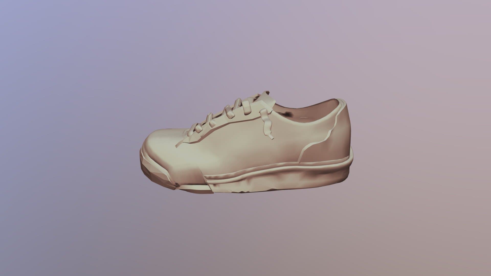 米白色低帮运动鞋，简洁设计，AI生成3D模型