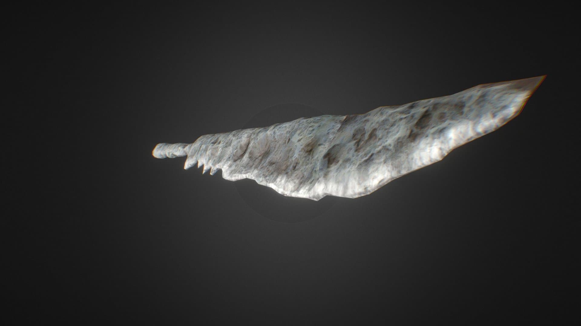兽人风格的石质剑刃，粗糙纹理，暗色背景