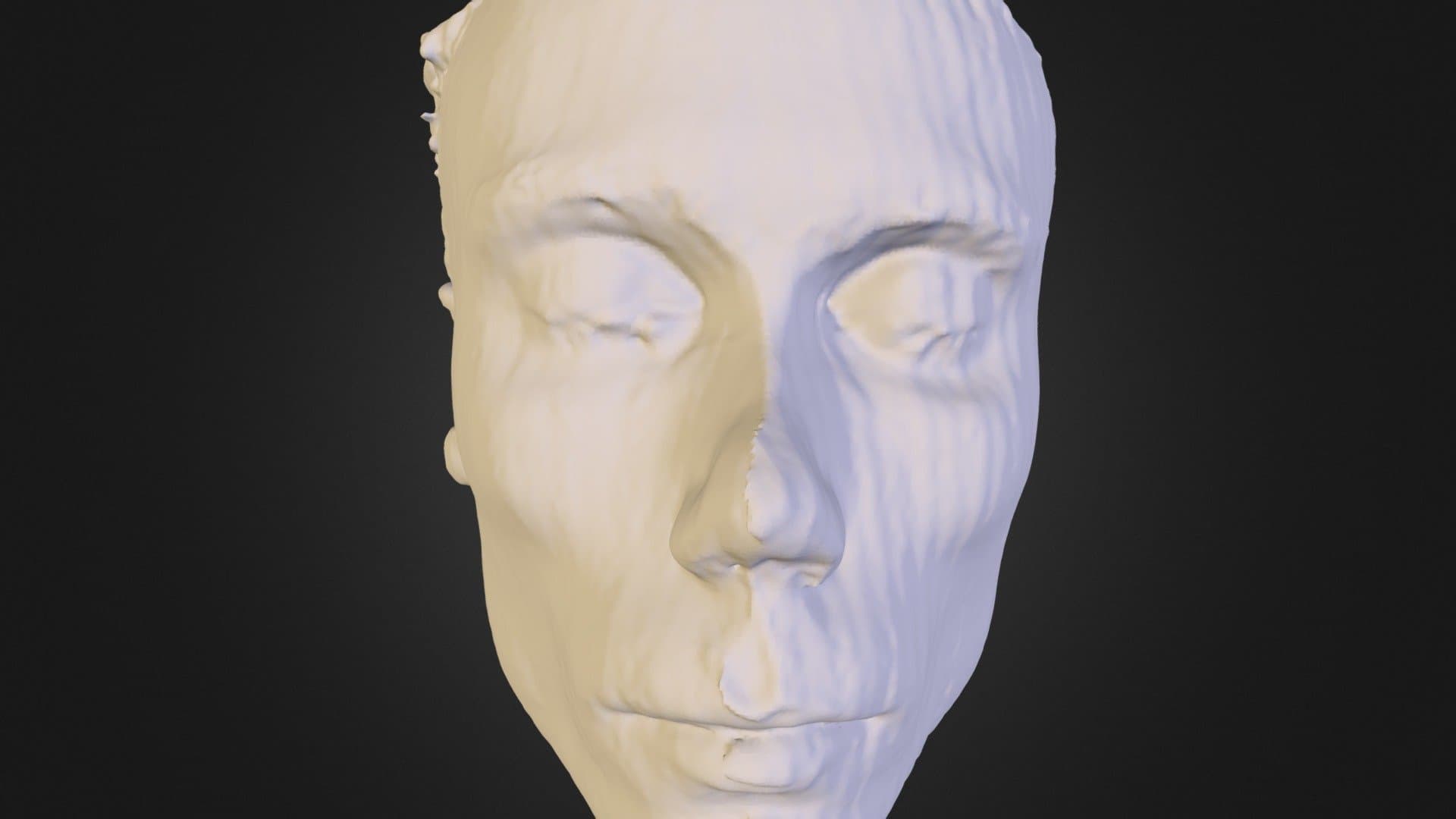 AI生成的人脸扫描模型，闭眼面部细节清晰，呈现3D建模风格
