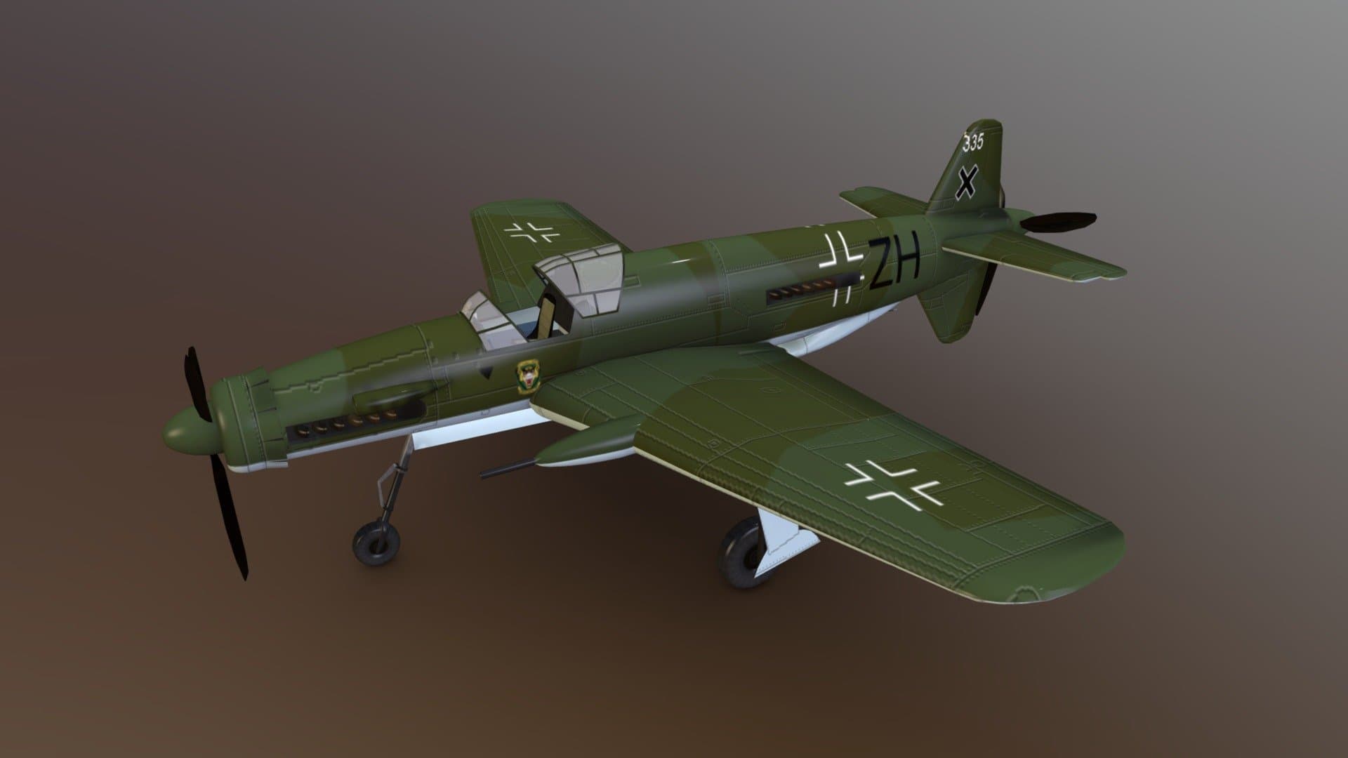 二战德国Dornier Do 335 Pfeil双引擎战斗机，绿色迷彩涂装，机翼与机身绘有铁十字标志，AI生成3D模型