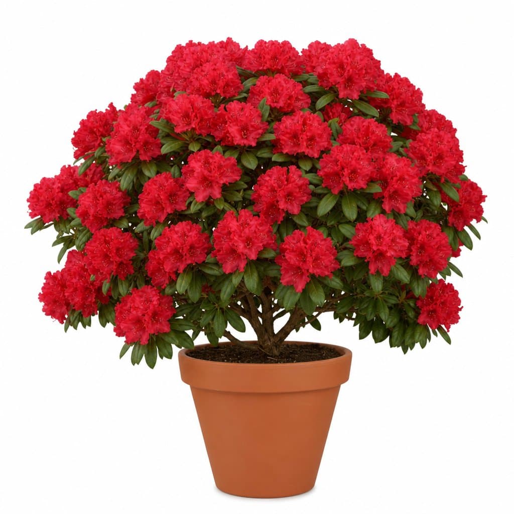 陶土花盆中的半凋落红杜鹃，现代都市阳台植物，AI生成