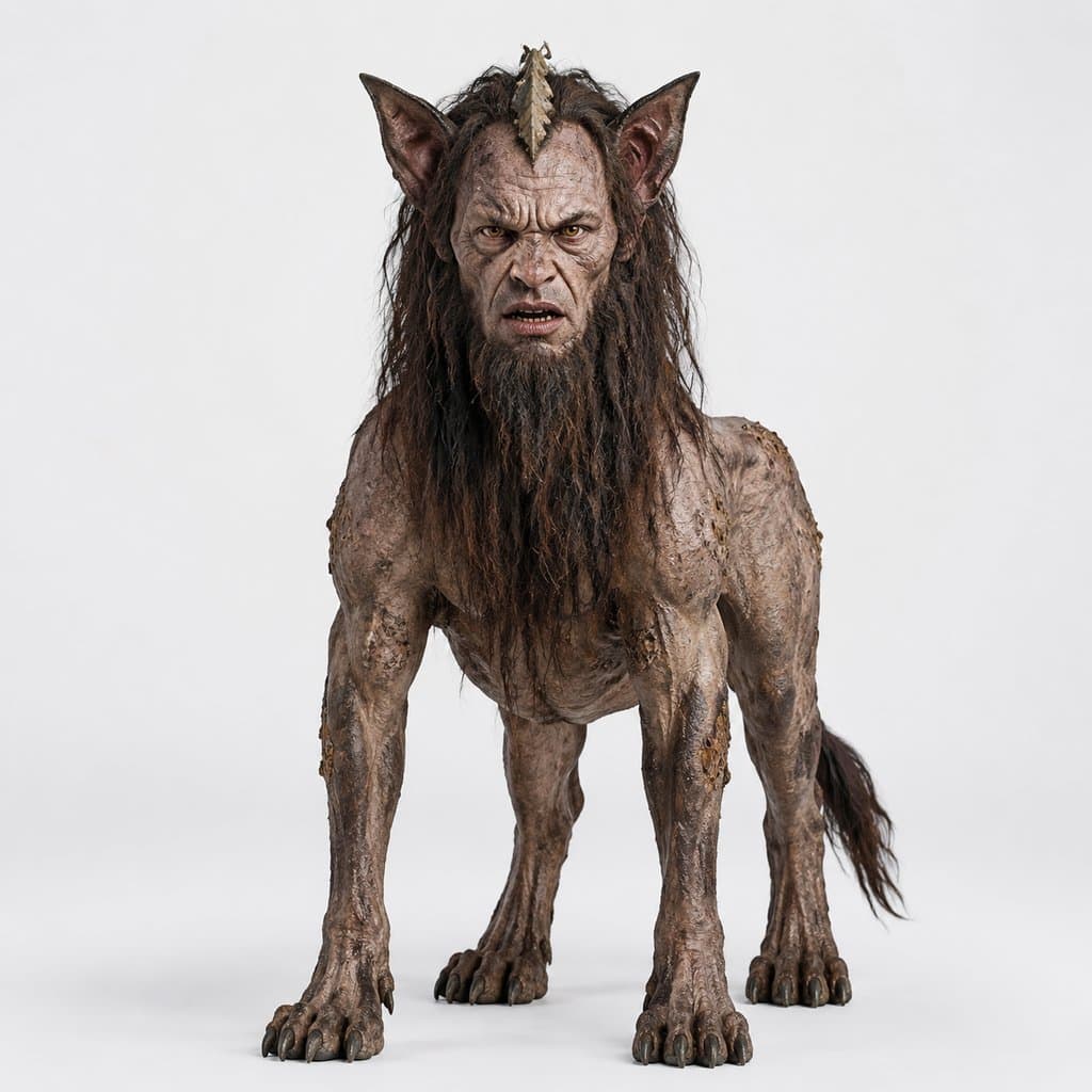 奢比 奢比 兽身人面 犬耳 神怪 上古洪荒写实异兽图 3D资产参考