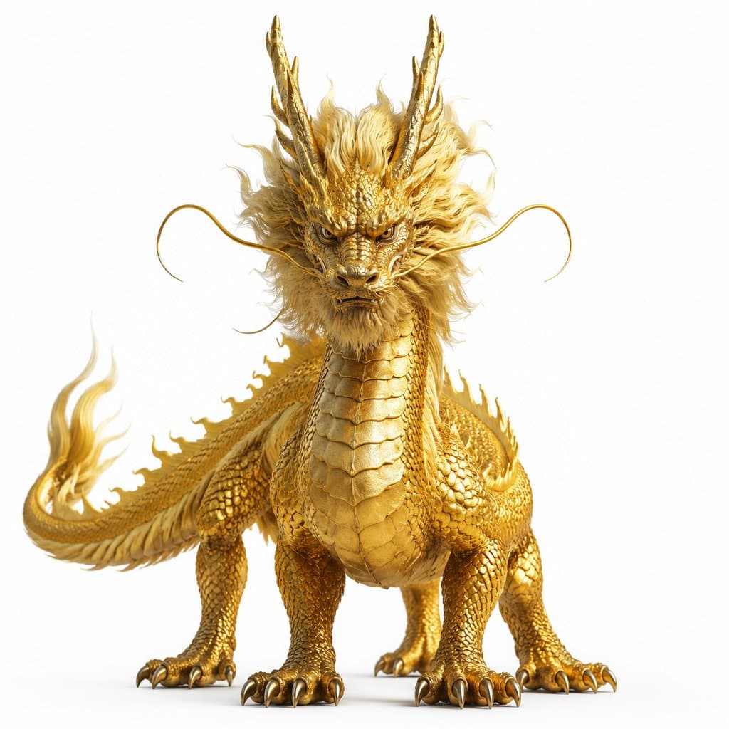 黄龙 黄龙 金黄鳞甲 龙躯 神兽 上古洪荒写实异兽图 3D资产参考