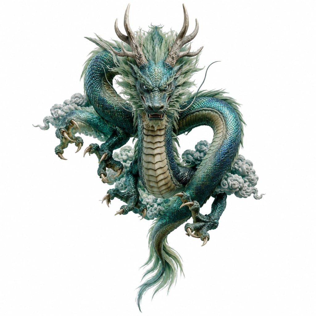 青龙 青龙 苍鳞龙躯 腾云 神兽 上古洪荒写实异兽图 3D资产参考