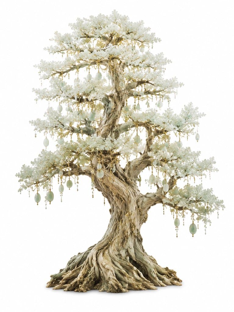 文玉树 文玉树 结美玉 神树 瑞光 上古洪荒写实植物图 3D资产参考