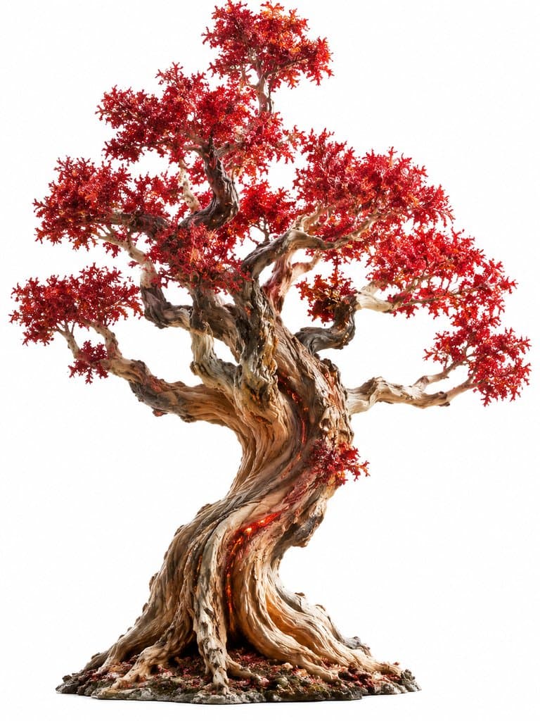 若木 若木 赤花神树 夕阳 西极 上古洪荒写实植物图 3D资产参考