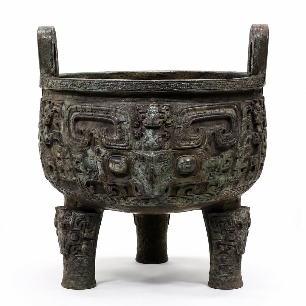 饕餮纹鼎 饕餮纹鼎 狞厉兽面纹 青铜 礼器 上古洪荒写实道具图 3D资产参考